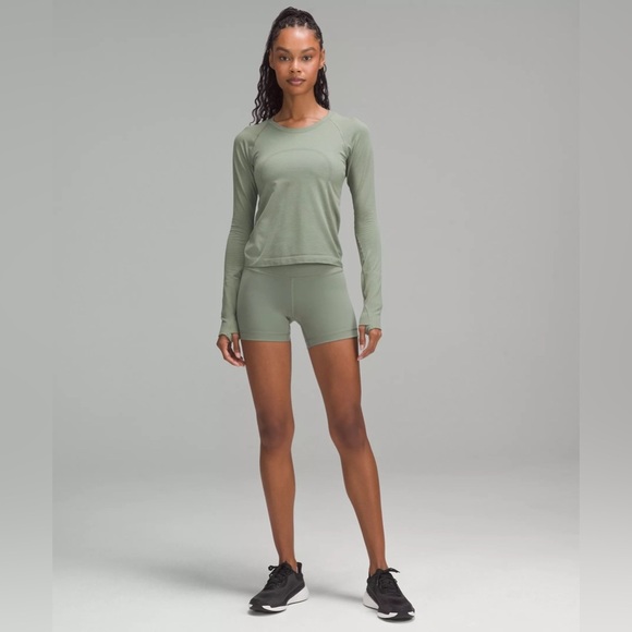 Lululemon Wunder Train High-Rise Short 4” - Grey Eucalyptus, Size 12 - Picture 6 of 9